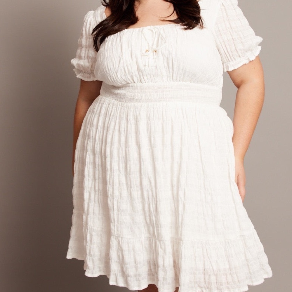 NWT You + All Check Mini Dress White US Size 14